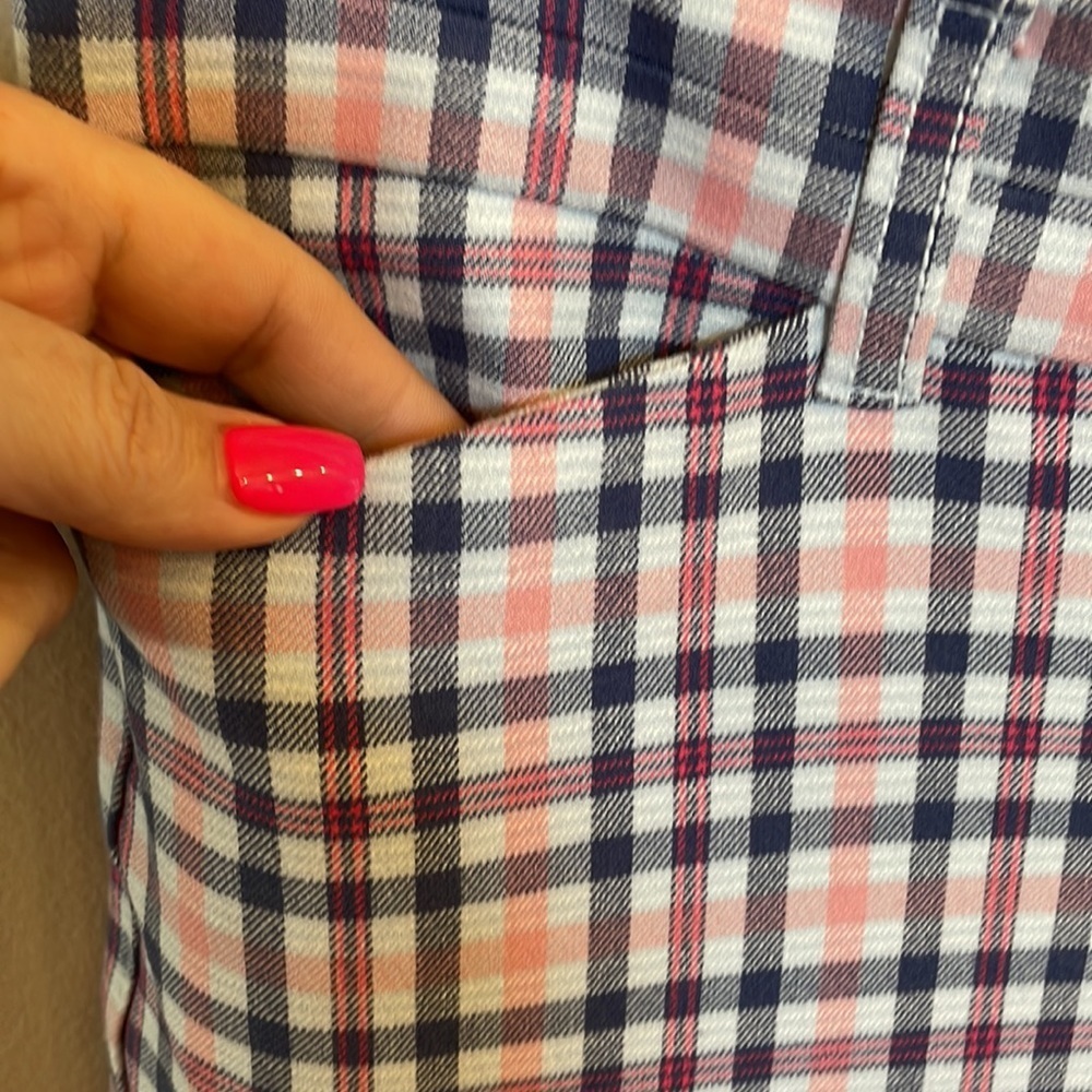 GAP women’s Gingham slim city crop ankle crop pants pink blue pockets size 2 - Picture 3 of 13